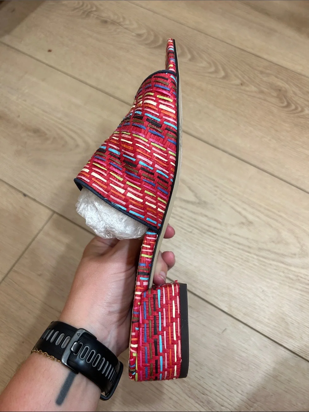 NWOT J. Crew Rainbow Raffia Mules Size 8